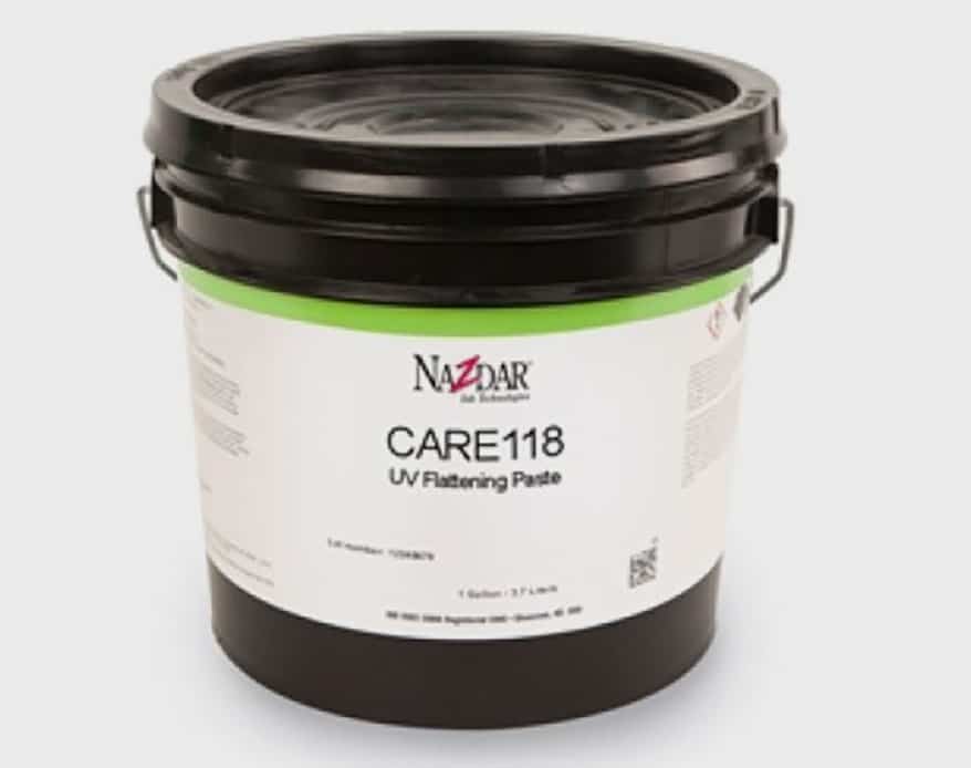 Nazdar’s Care118 UV Flattening Paste for UV screen printing ink lines