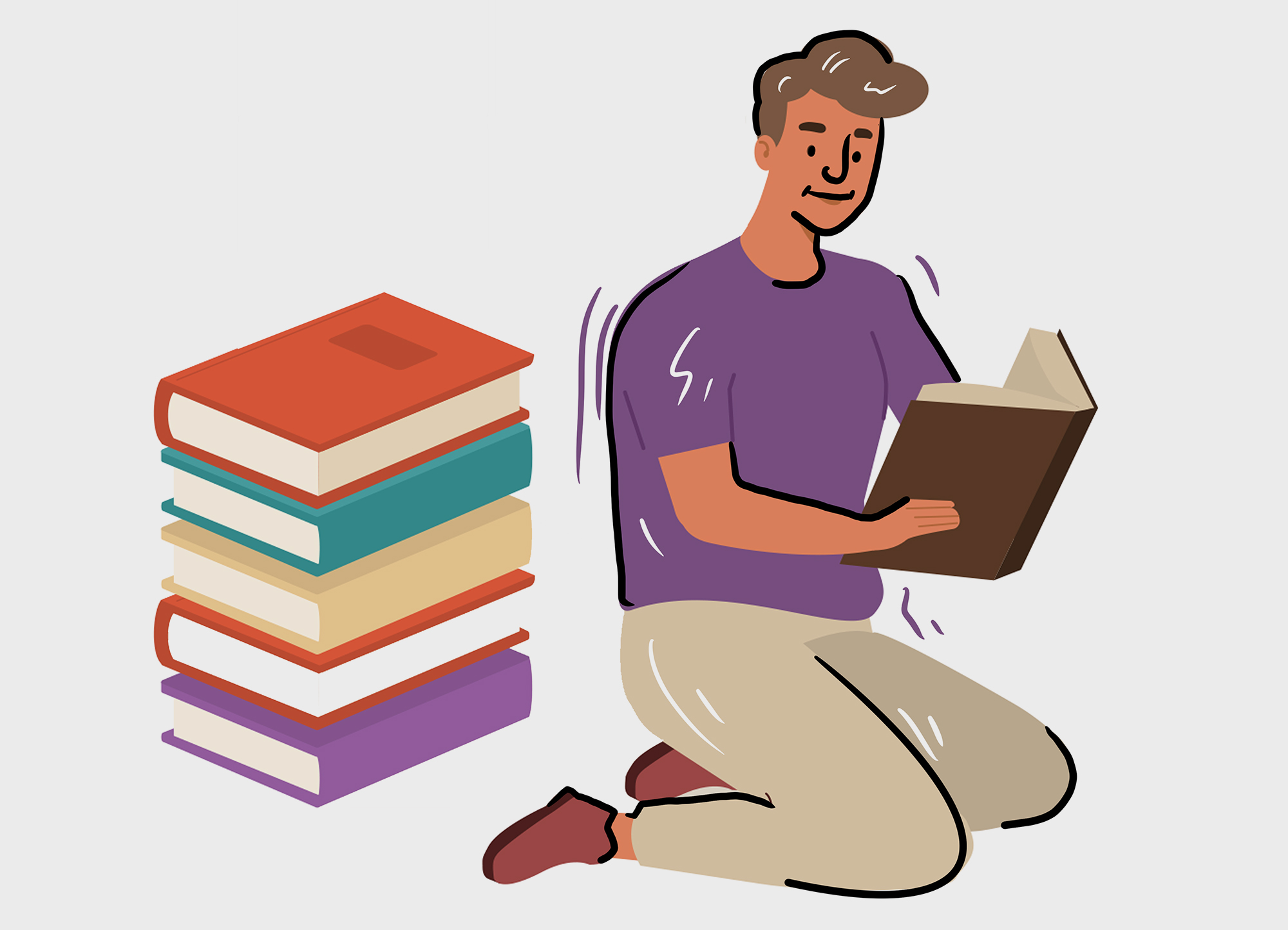 Illustration of a man reading a book