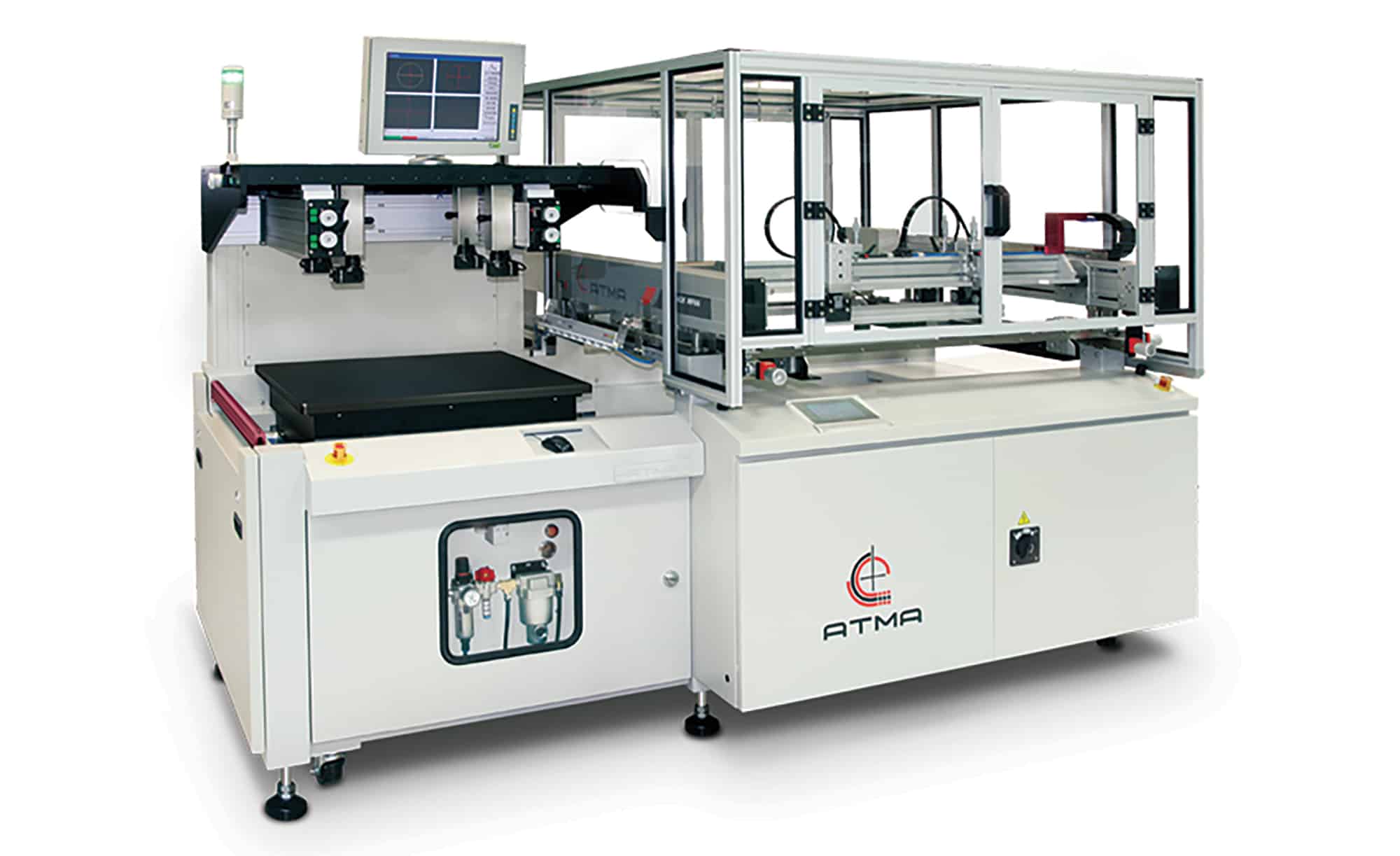 Modern screen printers use automated presses; this one features a CCTV registration system. Photo courtesy of RH Solutions.