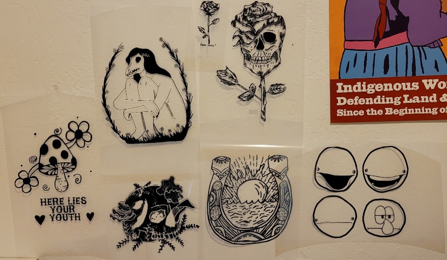 Kids’ designs from the 2022 summer print camp.