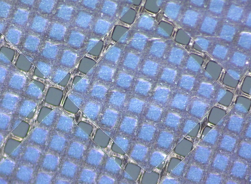 This shows a stainless-steel calendared mesh count 500, with stencil openings of 20 microns. For reference, a human hair is around 70 microns. Photo courtesy SefarGilsdorf